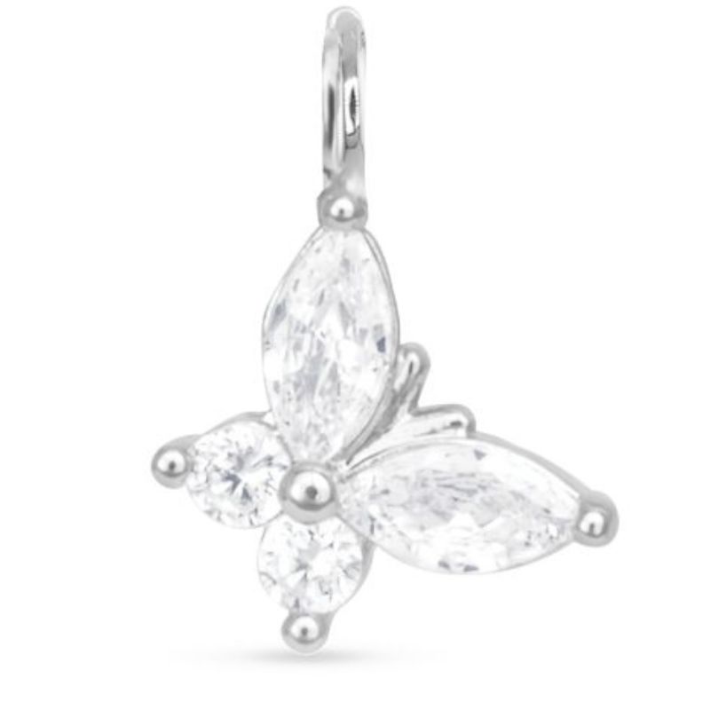 Butterfly CZ Charm Silver